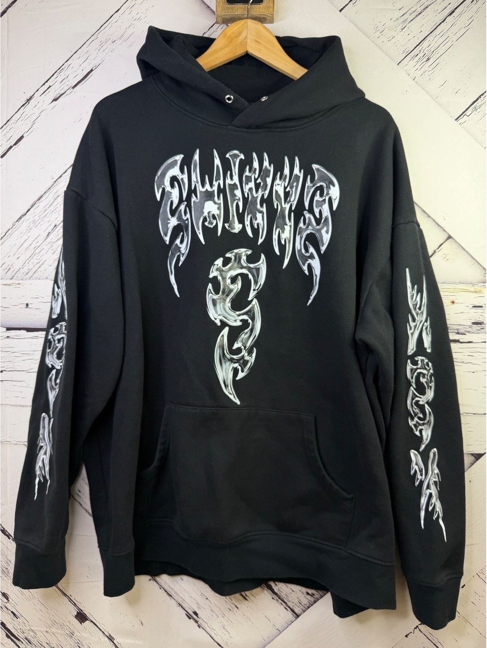 SWIXXZ Chrome Black Streetwear Grunge Hoodie by Maggie Lindermann Adult 2X